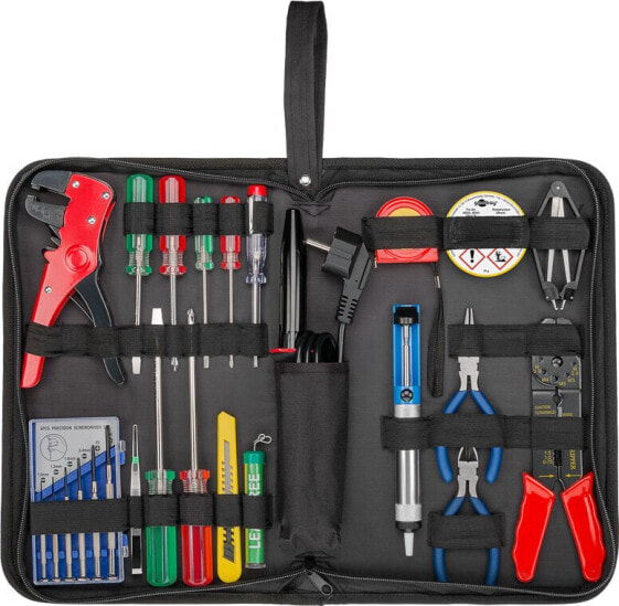 Goobay Soldering Set and Tool Set in Handy Bag - 20 Pcs - screwdriver - phase tester - pliers - 210 mm - 340 mm - 50 mm - 25 tools