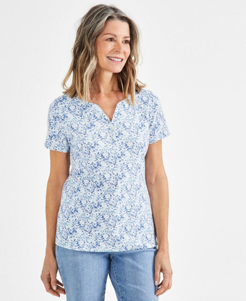 Топ Style & Co Petite Patchy Ditsy Floral Henley