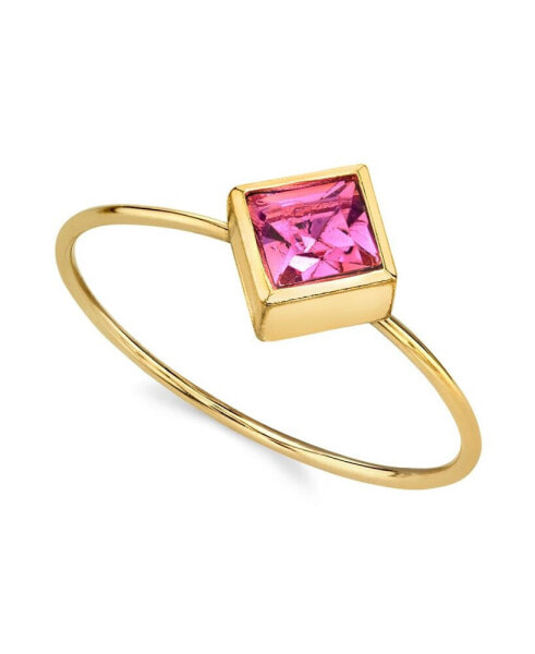 14K Gold-tone Diamond Shaped Crystal Ring
