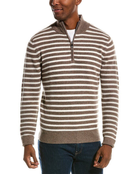 Kier + J Waffle Quarter-Zip Wool & Cashmere-Blend Sweater Men's