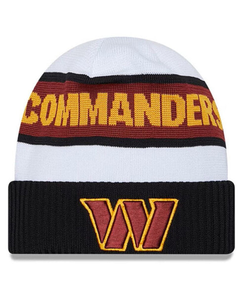 Men's White/Black Washington Commanders 2023 Sideline Tech Cuffed Knit Hat