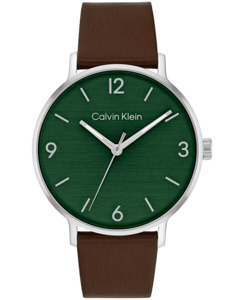 Men's Modern Brown Leather Watch 42mm