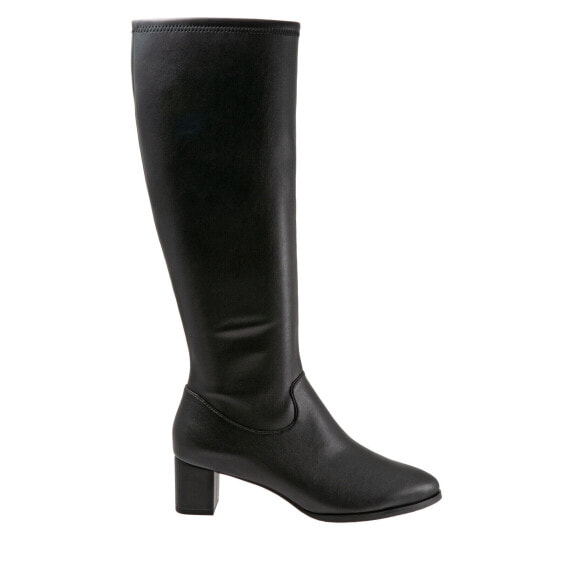 Trotters Kacee T1956-001 Womens Black Wide Leather Zipper Knee High Boots 6