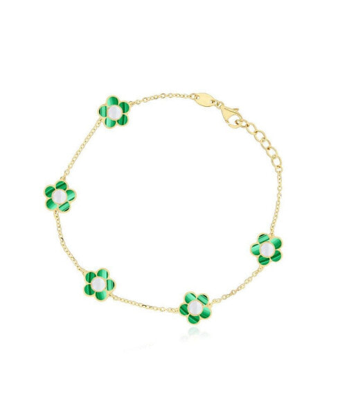 Malachite Daisy Bracelet 14K Gold