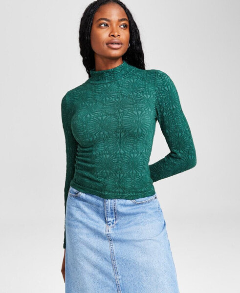 Women's Seamless Mock-Neck Textured Top, Created for Macy's