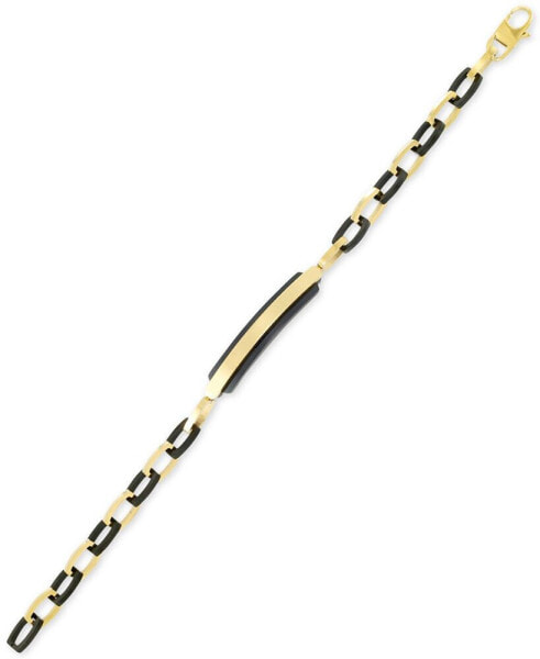 Two-Tone ID Plate Bracelet in Black & Yellow Ion-Plated Stainless Steel