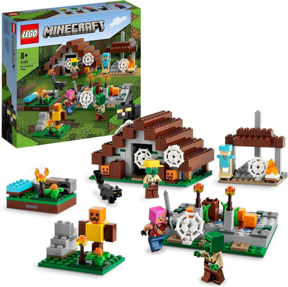 LEGO 21190 Minecraft The Abandoned Village Set with Toy House, Zombie Hunter Camp, Workshop, Farm and Accessories, Includes 3 Figures Including 2 Zombie Villagers, Hunter and a Cat Animal Figure