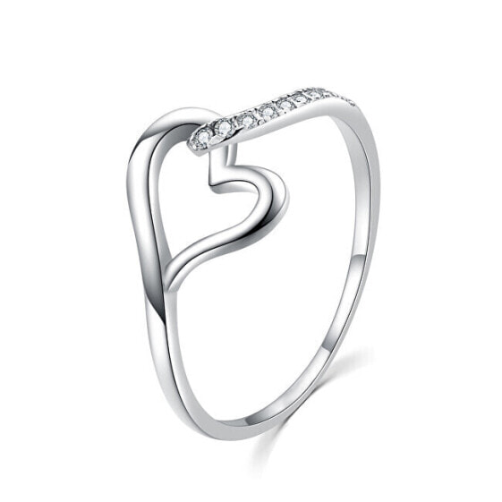 Charming silver ring with zircons Heart R00019