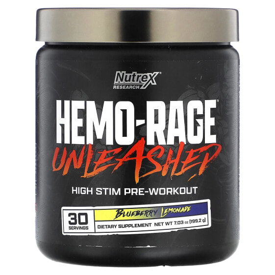 Hemo-Rage Unleashed, High Stim Pre-Workout, Blueberry Lemonade, 7.03 oz (199.2 g)