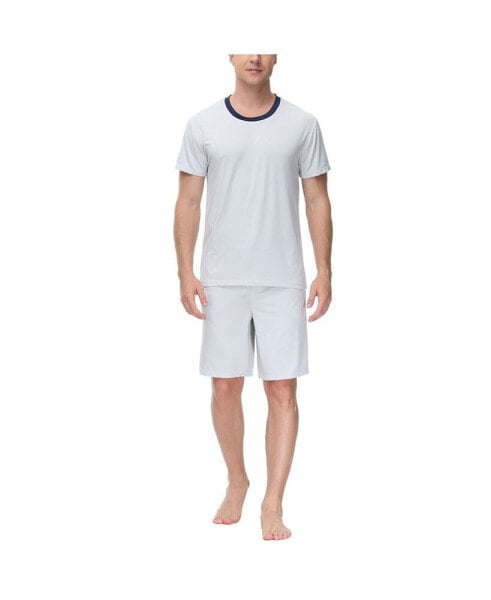 Men's Moisture-Wicking Crewneck T-Shirt & Shorts Pajama Set