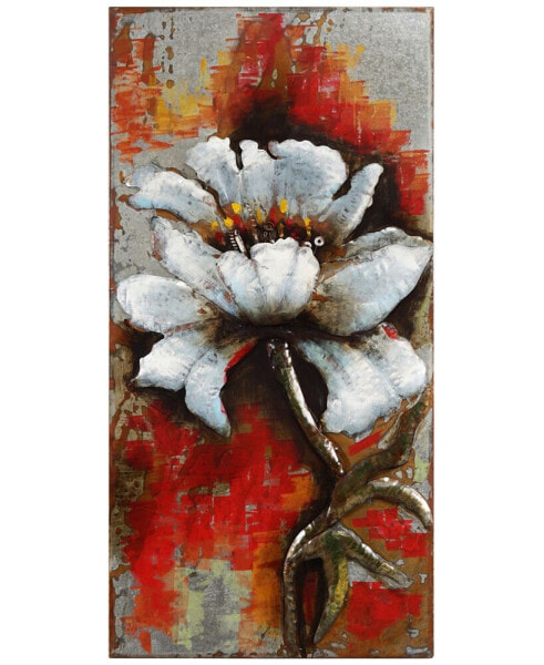 Garden Rose 1 Mixed Media Iron Hand Painted Dimensional Wall Art, 48" x 24" x 2.6"