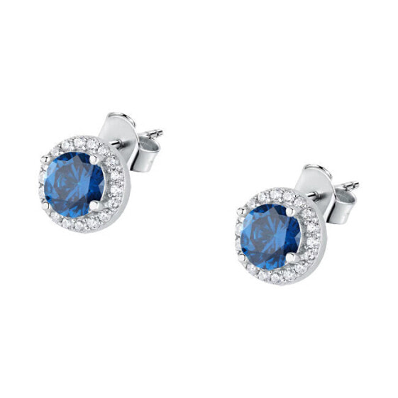 Elegant silver earrings with blue zircons Silver LPS01AWV04