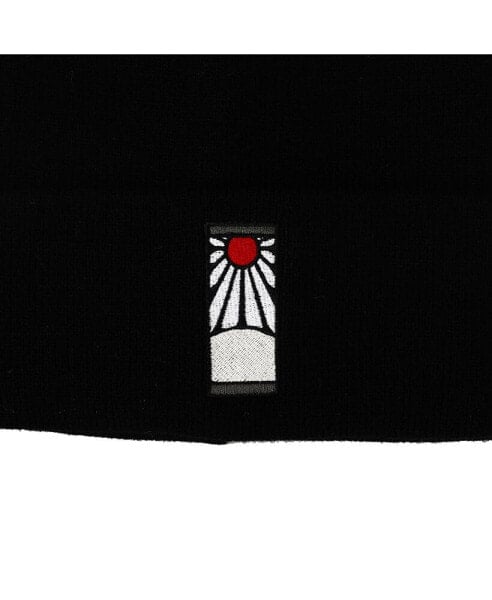 Men's Tanjiro Earring Embroidered Plain Black Cuffed Knitted Winter beanie Hat