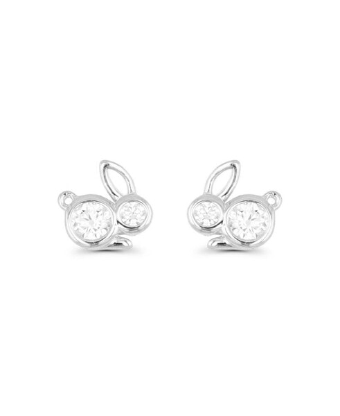 Bunny Rabbit Stud Earrings in 14K Gold Plated or Sterling Silver