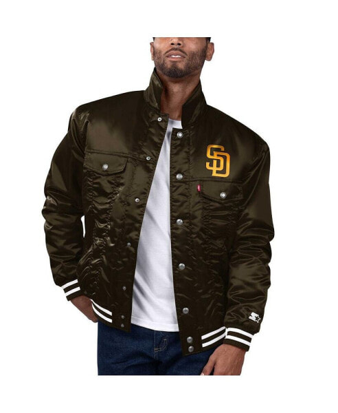 Levi’s x Starter Men's Brown San Diego Padres Silver Tab Satin Full-Snap Trucker Jacket