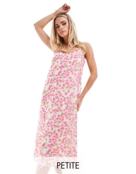 Vero Moda Petite cami midi dress in pink floral