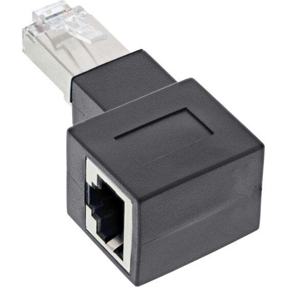 InLine patch cord adapter Cat.6A - RJ45 male / female - angled 90° to the right