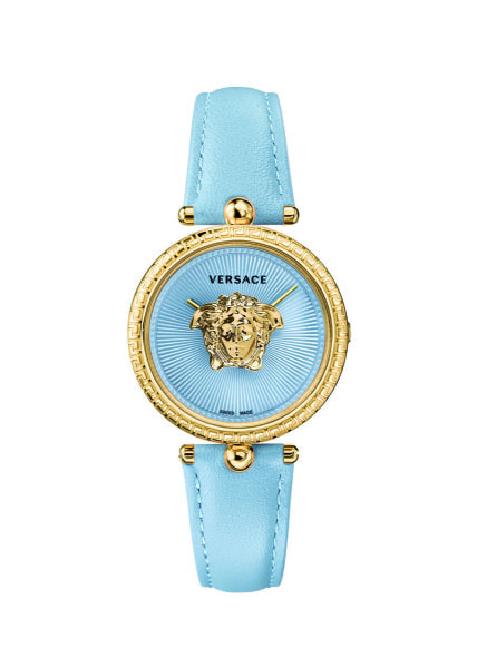 Versace Damenuhr Palazzo Empire Blue Leder Gold Stahlgehäuse 34mm VECQ00918