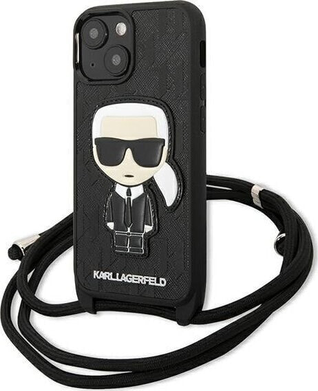 Karl Lagerfeld Karl Lagerfeld KLHCP13SCMNIPK iPhone 13 mini 5,4" hardcase czarny/black Leather Monogram Patch and Cord Iconik