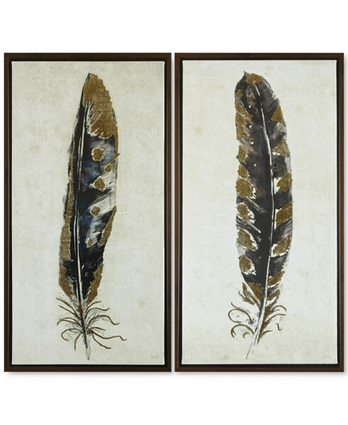 Urban Habitat Gilded Feathers 2-Pc. Foil-Embellished Canvas Print Set