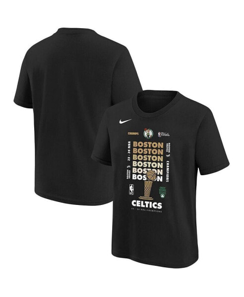 Big Boys and Girls Black Boston Celtics 2024 NBA Finals Champions Expressive T-Shirt