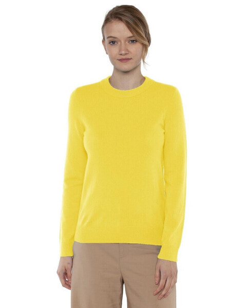 Women's 100% Pure Cashmere Long Sleeve Crew Neck Pullover Sweater (1362, Lime, X-Small )