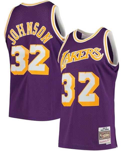 Men's Magic Johnson Purple Los Angeles Lakers 1984-85 Hardwood Classics Swingman Player Jersey