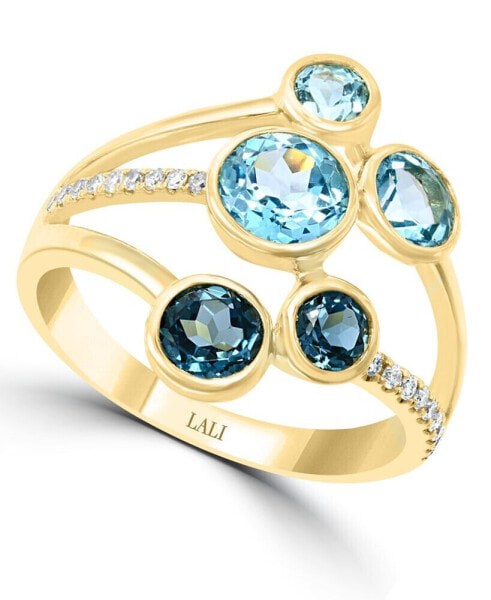 Multi-Gemstone (2 ct. t.w.) & Diamond (1/10 ct. t.w.) Ring in 14k Gold
