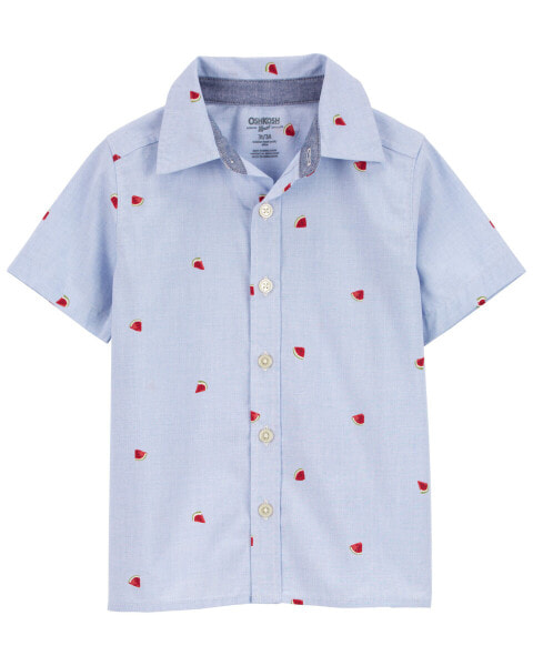 Toddler Watermelon Print Button-Front Shirt 2T