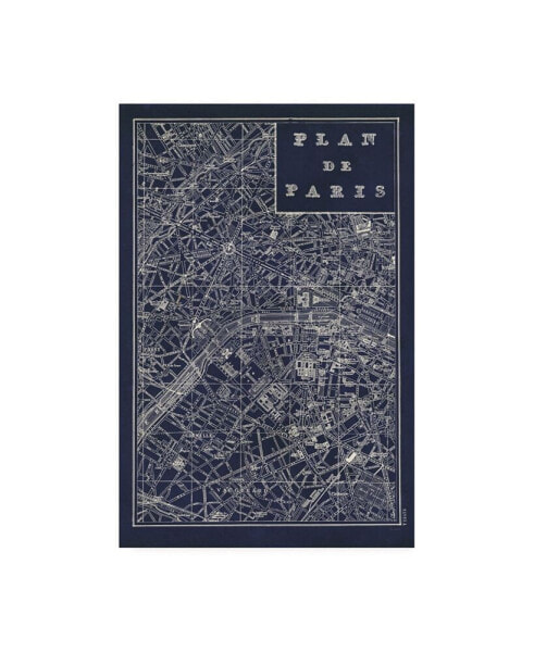 Sue Schlabach Blueprint Map Paris Canvas Art - 20" x 25"