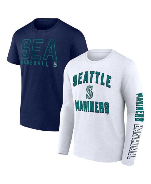 Men's Navy, White Seattle Mariners Two-Pack Combo T-shirt Set
