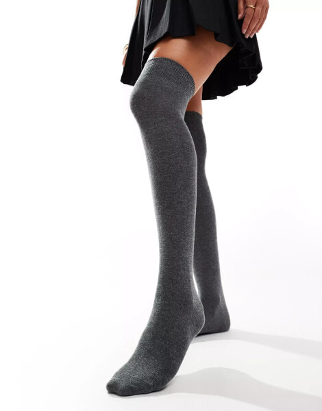 ASOS DESIGN over the knee sock in grey