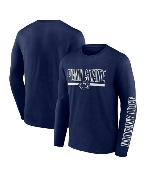 Men's Navy Penn State Nittany Lions Big and Tall Two-Hit Graphic Long Sleeve T-shirt