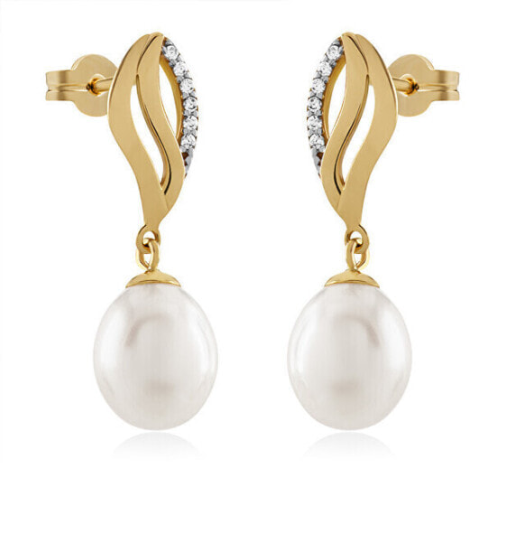 Elegant gold earrings with pearls 14/467.002/3ZIR