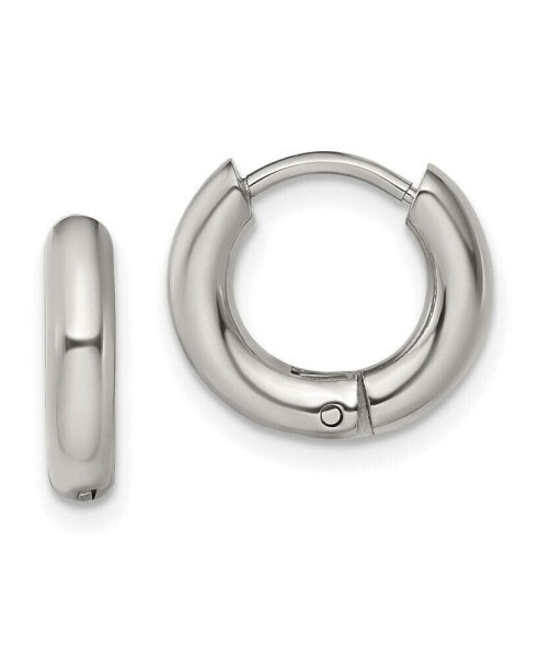 Stainless Steel Polished Hinged Hoop Earrings