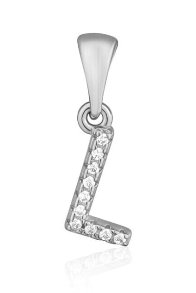 Silver pendant with zircons letter "L" SVLP0948XH2BI0L