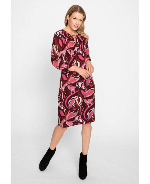 Women's 3/4 Sleeve Retro Print Dress