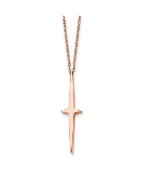 Chisel rose IP-plated Cross Pendant Cable Chain Necklace