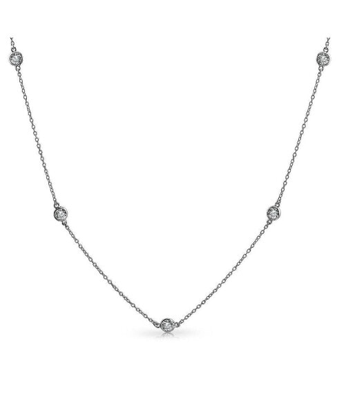 Minimalist Simple Wrap CZ By The Yard Tin Cup Chain Necklace For Women Sterling Silver 36 Inch