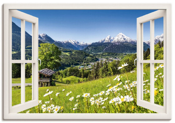 Leinwandbild Fenster Bayerischen Alpen