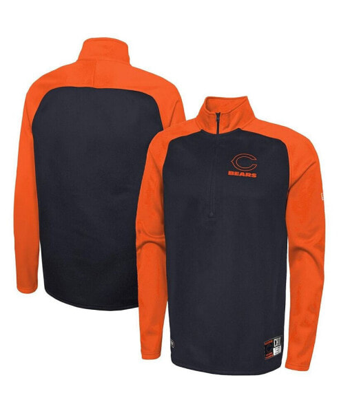 Men's Navy Chicago Bears Combine Authentic O-Line Raglan Half-Zip Jacket