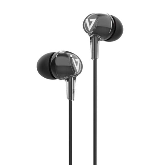 V7 STEREO EARBUDS W/INLINE MIC 3.5MM 1.2M CABLE BLACK - Headset