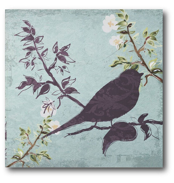 floral bird triptych Gallery-Wrapped Canvas Wall Art - 16" x 16"