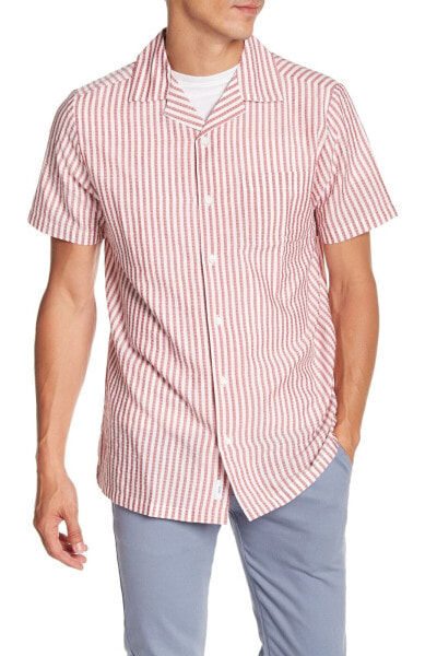 Onia Short Sleeve Stripe Woven Regular Fit Shirt Men's Sz. M 152962