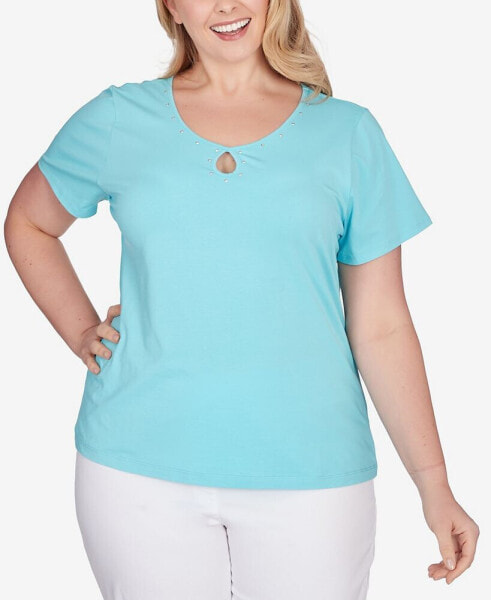 Plus Size Spring Into Action Solid Short Sleeve Shirt