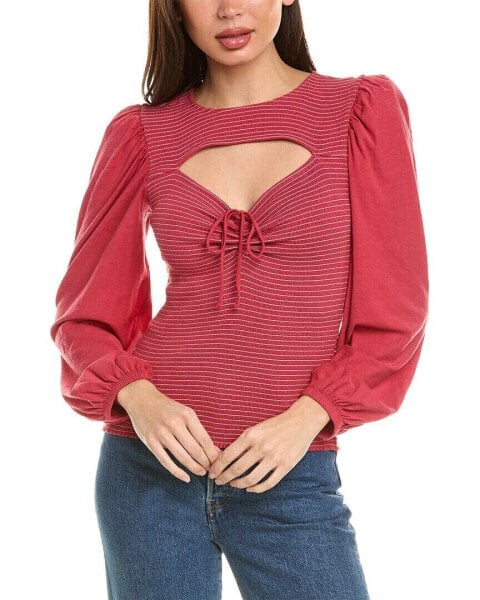 Nation Ltd Leilani Romantic Cut Out Top Women's Red Xs