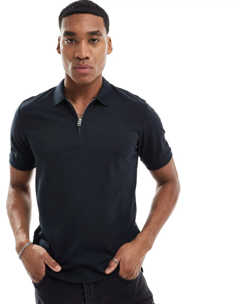 Jack & Jones polo with zip in navy