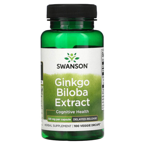 Травяной препарат с экстрактом Гинкго Билоба Swanson 120 мг, 100 капсул растительного происхождения