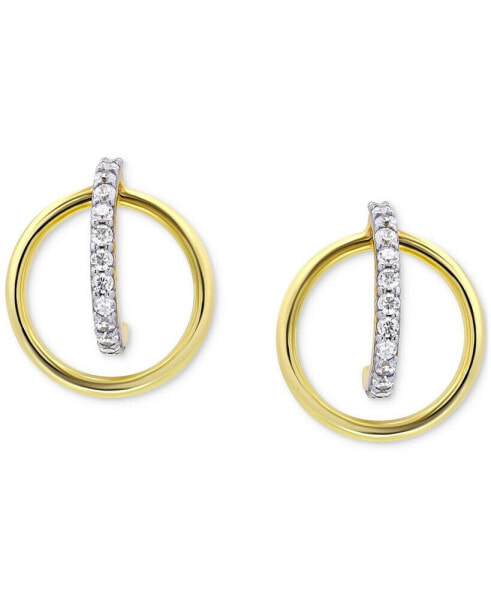 Cubic Zirconia Orbital Hoop Earrings in Sterling Silver & 18k Gold-Plate, Created for Macy's