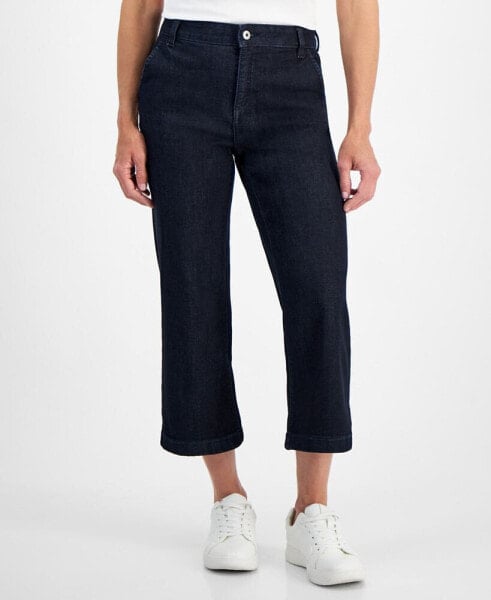 Petite High-Rise Cropped Wide-Leg Jeans, Created for Macy's